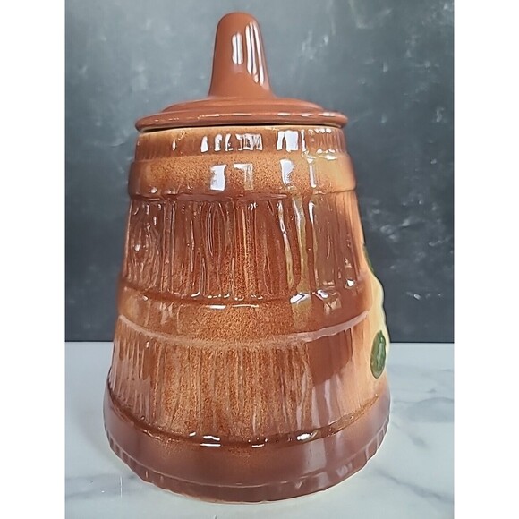 Vintage Floral Lidded Butter Churn Cookie Jar, READ - Picture 5 of 10